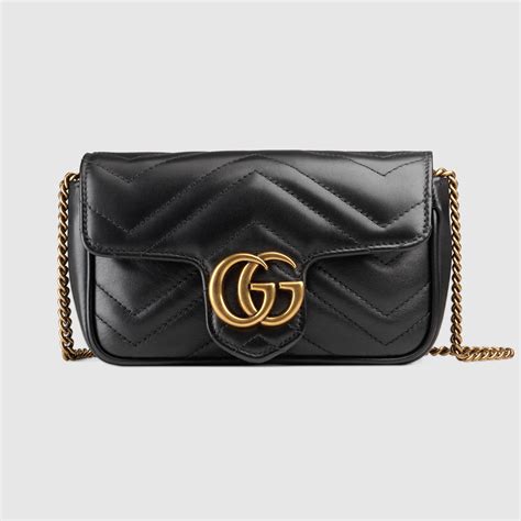 gucci mini vs supermini|GG Emblem super mini bag in black leather .